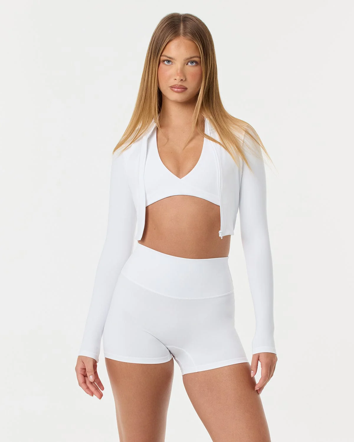 Serenity Cropped Zip Jacket | White - Image 4